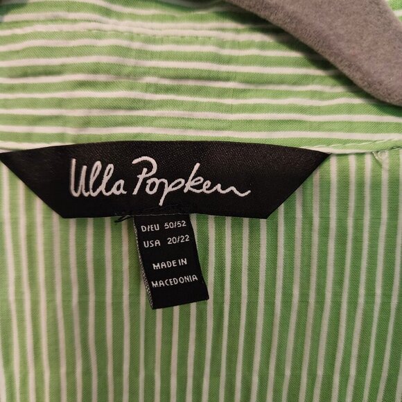 Ulla Popken plus size women 20-22 green stripes button down collared shirt - Picture 4 of 12